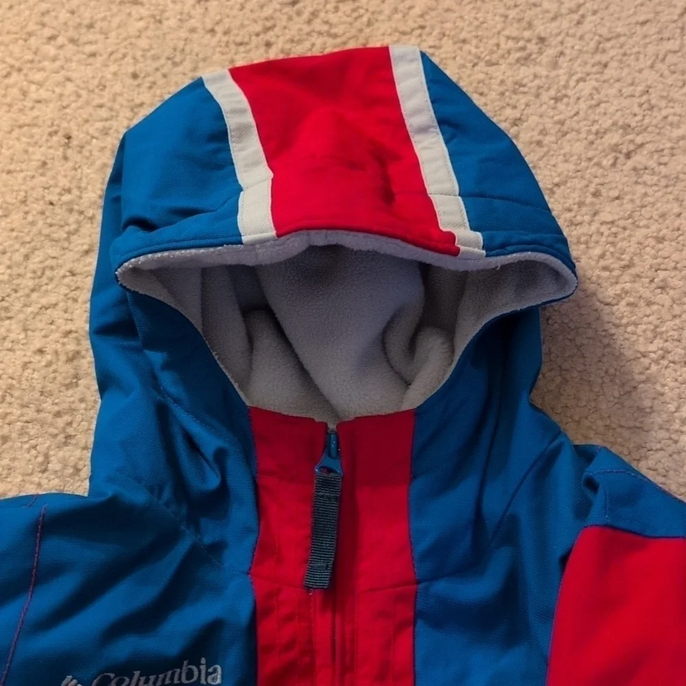 Columbia Vintage Looking Blue & Red Hooded Full Zip Winter Coat Size 12 Months